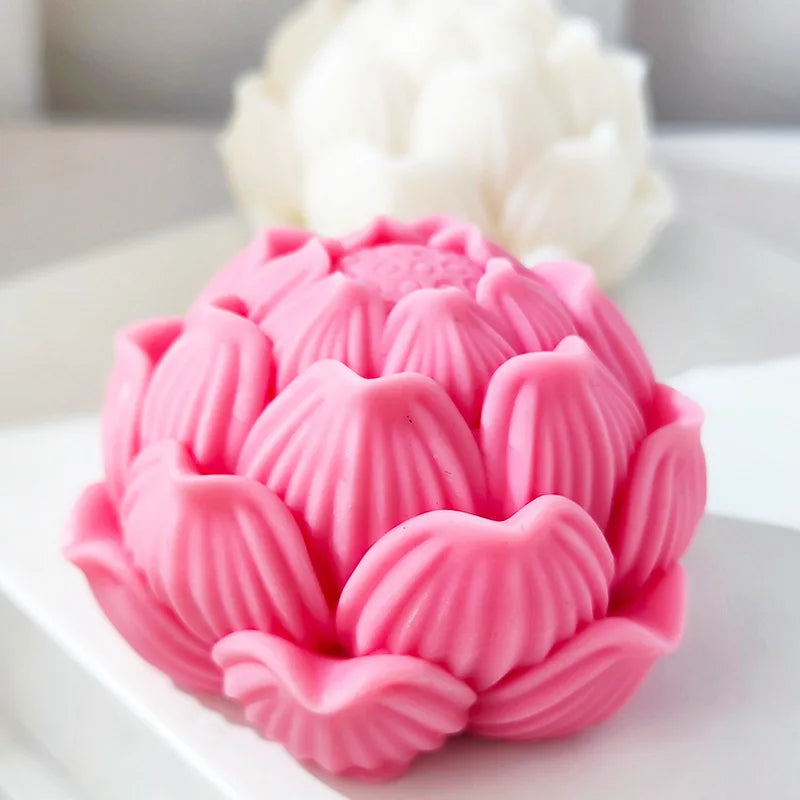 Lotus Flower with Buds Candle Silicone Mould