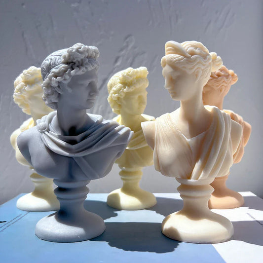Greek Sculpture Roman Apollo Artemis Diana Bust Silicone Candle Mould