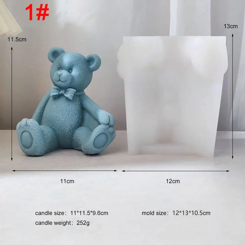 Bowtie Bear Family Candle Mould