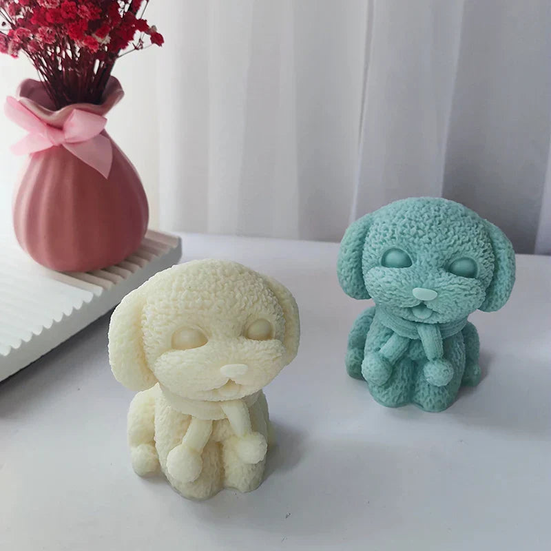 Adorable Scarf Wearing Dog Candle Mould