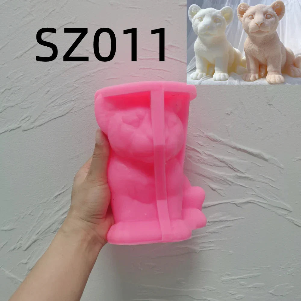 Sitting Lion Statue Candle Mould for Animal Lover Decor
