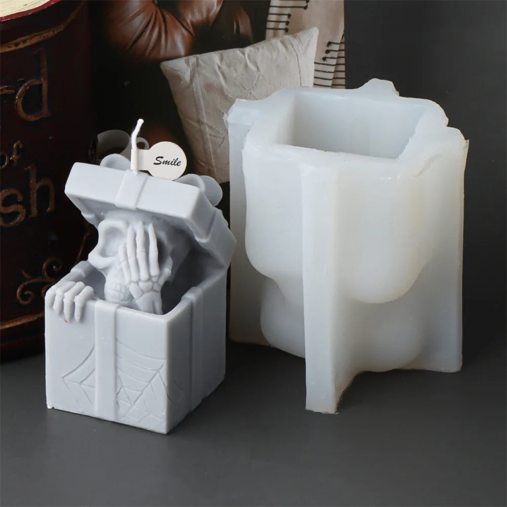 Skull Head Gift Box Candle Silicone Mould