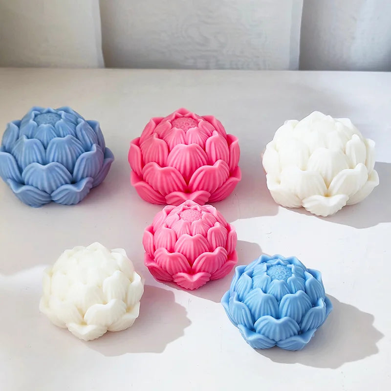 Lotus Flower with Buds Candle Silicone Mould