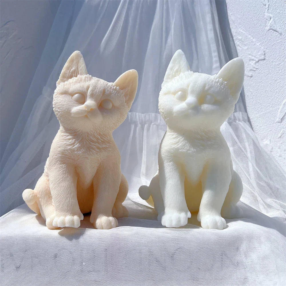 Sitting Tabby Cat Candle Silicone Mould