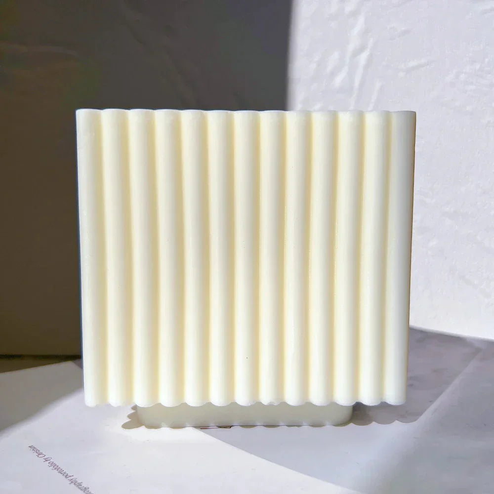 Big Size Ribbed Square Cube Candle Mould
