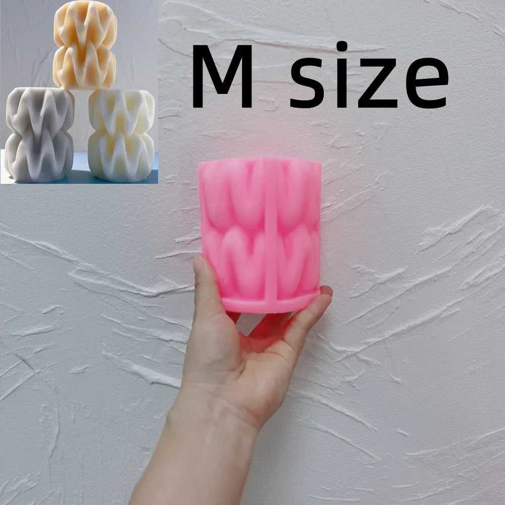 2 Sizes Wave Pillar Swirl Candle Mould