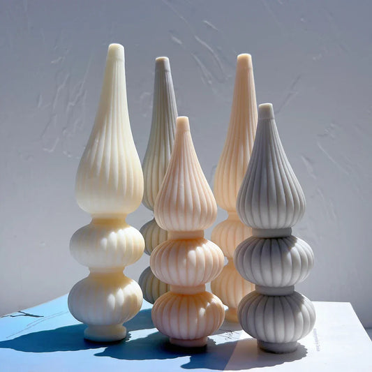 Roman cylindrical Geometric Striped Pillar Candle Mould