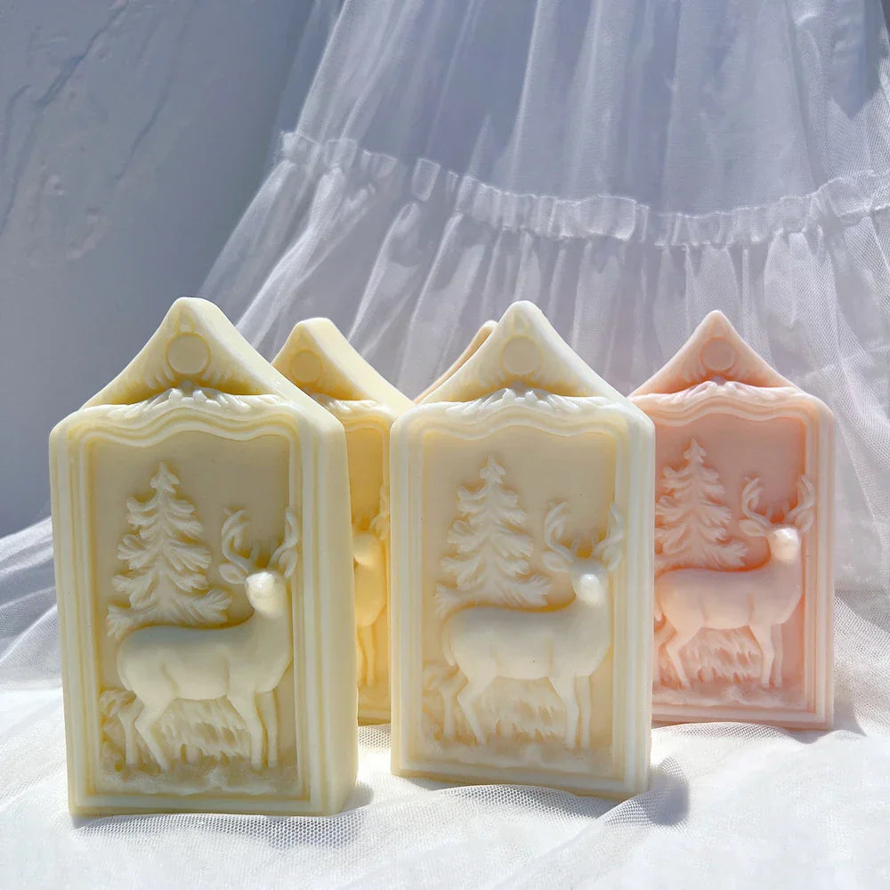 Reindeer Christmas Ornaments Silicone Candle Mould