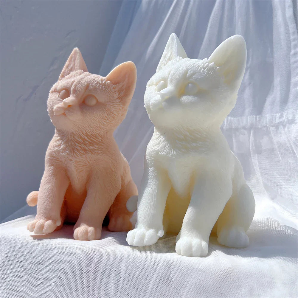 Sitting Tabby Cat Candle Silicone Mould