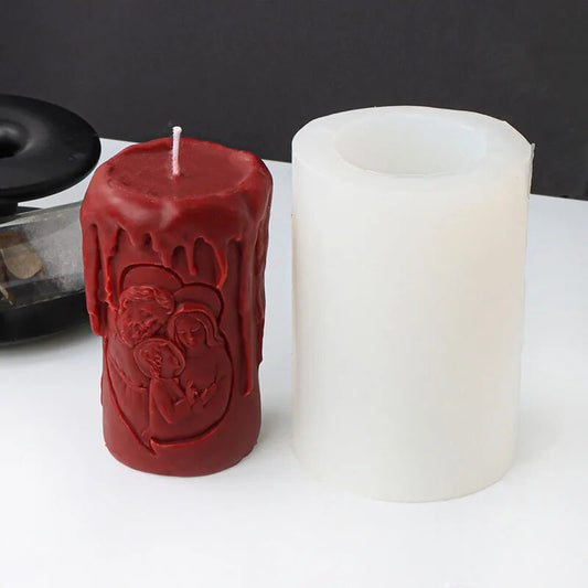 Cylindrical Jesus Family Candle Mould