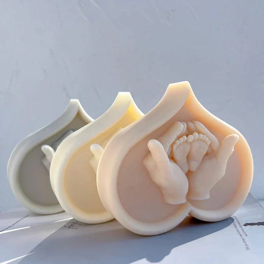 Cherished Baby Feet in Hands Candle Mould