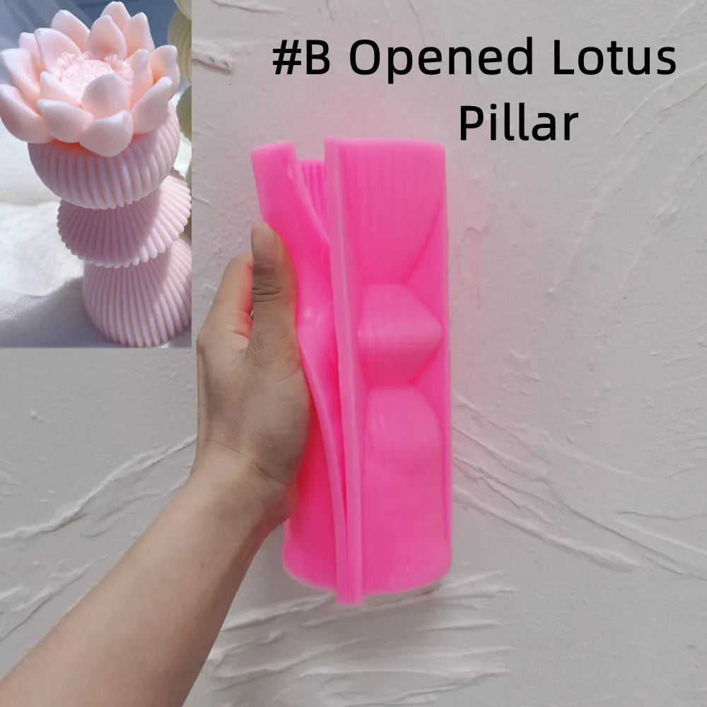 Lotus Flower Ribbed Pillar Candle Mould
