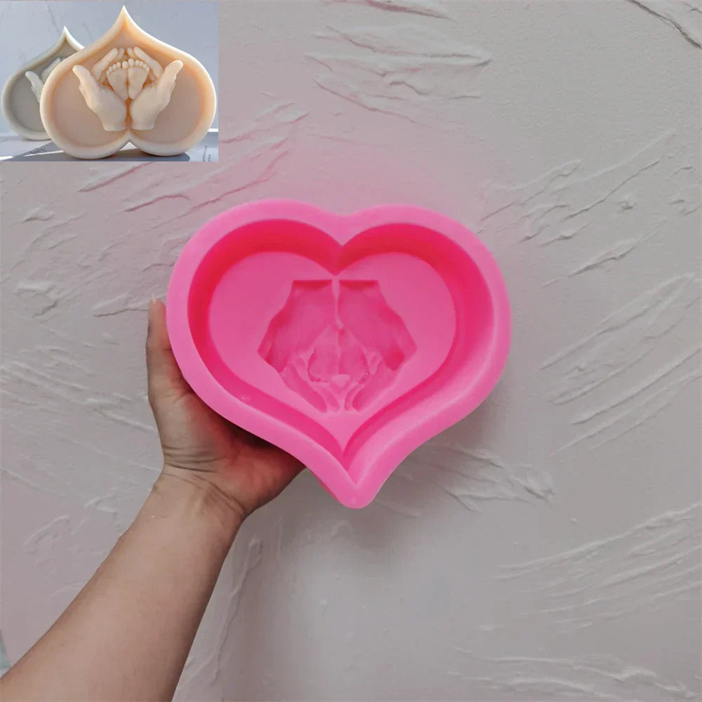 Cherished Baby Feet in Hands Candle Mould