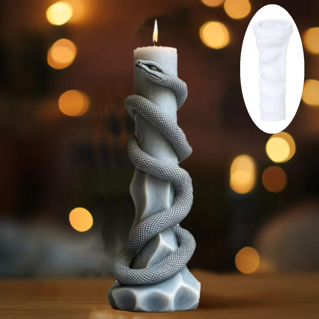 DIY Spiral Snake Relief Long Pole Candle Silicone Mould