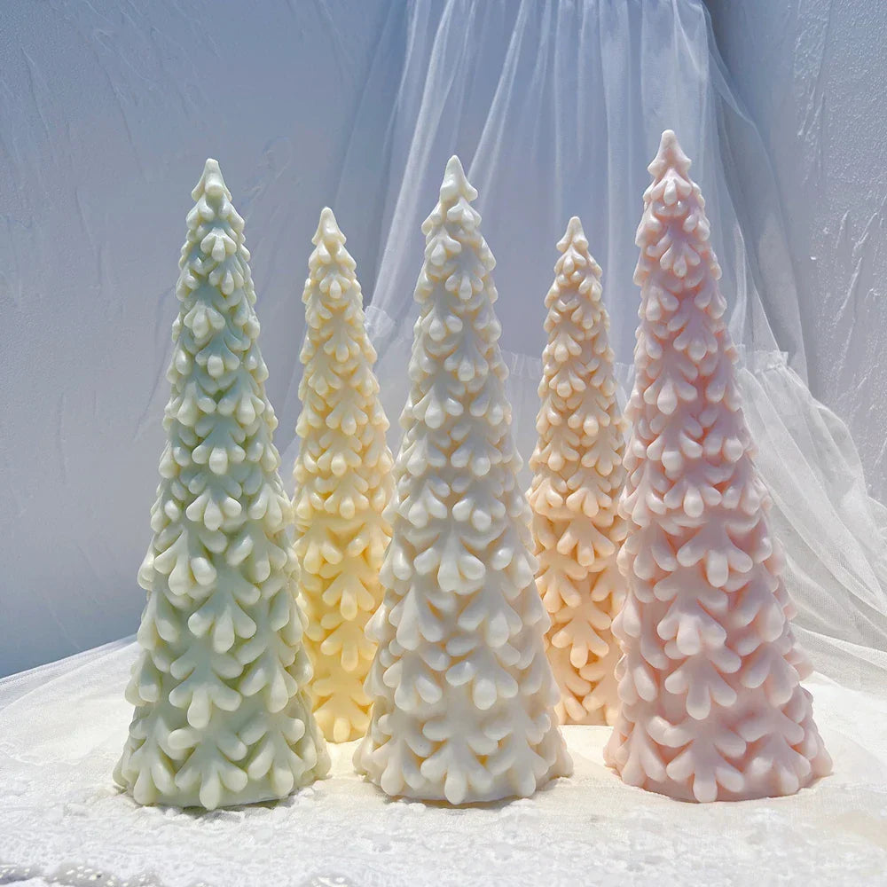 27.2CM Snow Covered Pine Christmas Tree Silicone Candle Mould