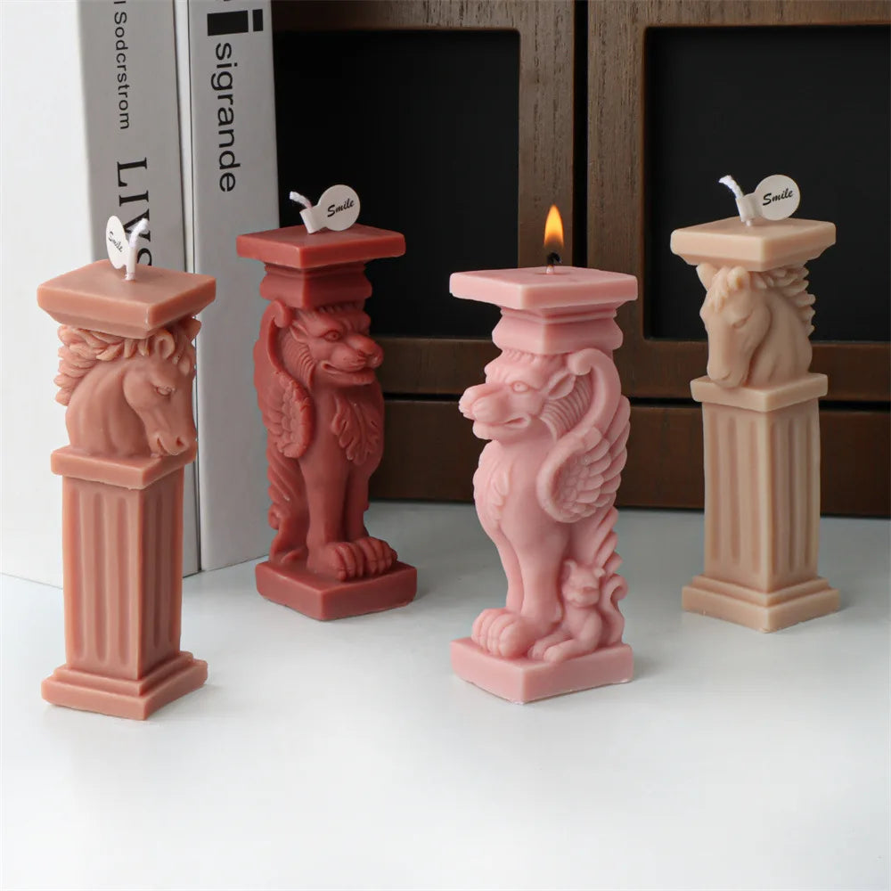 Horse Head Lion Roman Pillar Candle Mould