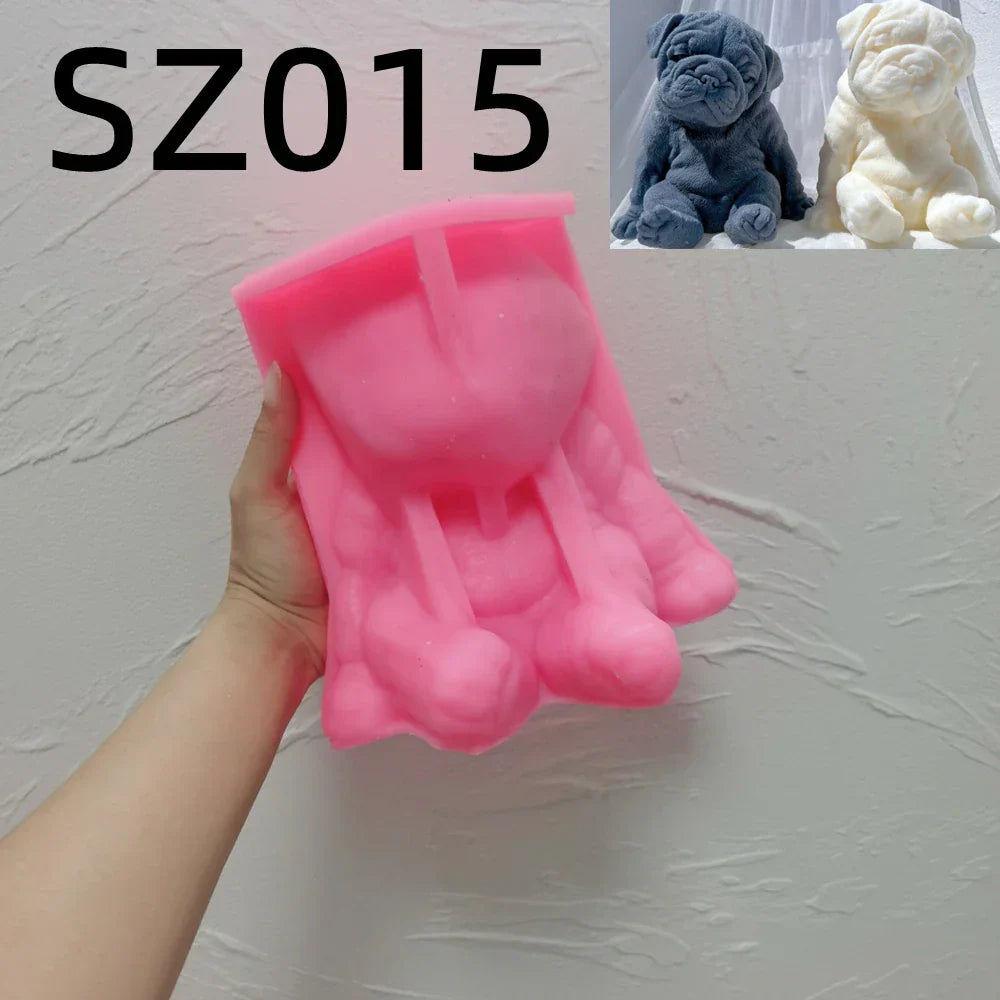 Sitting Sleeping Bulldog Puppy Candle Mould