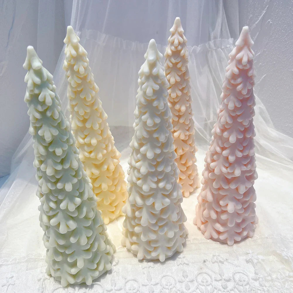 27.2CM Snow Covered Pine Christmas Tree Silicone Candle Mould