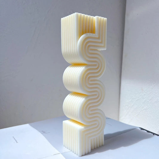 Aesthetic Wave Stripped Pillar S Shape Candle Mould