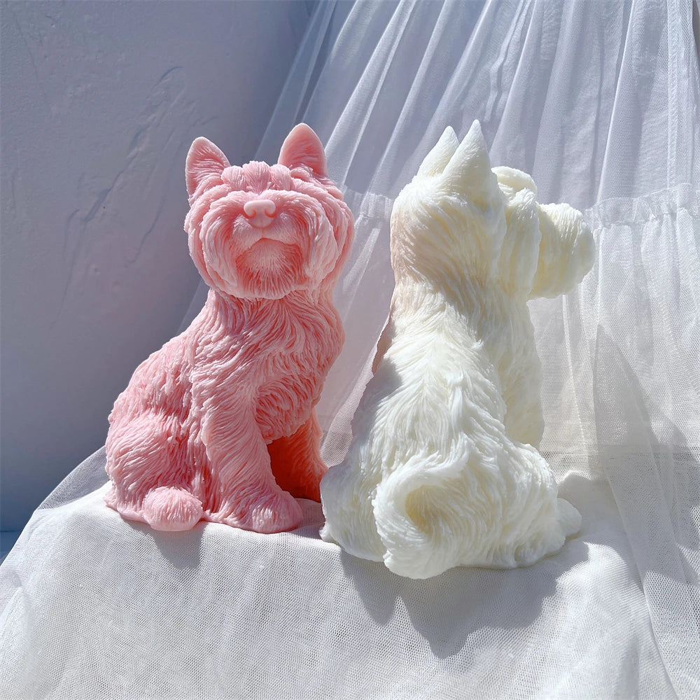 Yorkshire Terrier Dog Statue Candle Silicone Mould