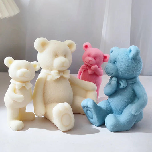 Bowtie Bear Family Candle Mould