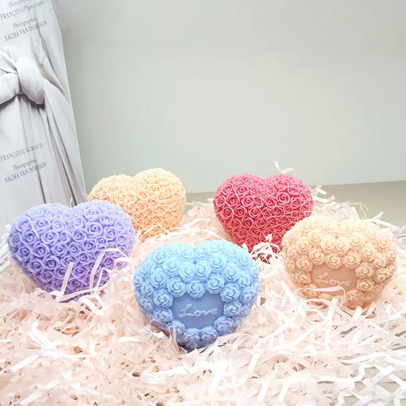 Rose Heart Shaped Candle Mould Silicone