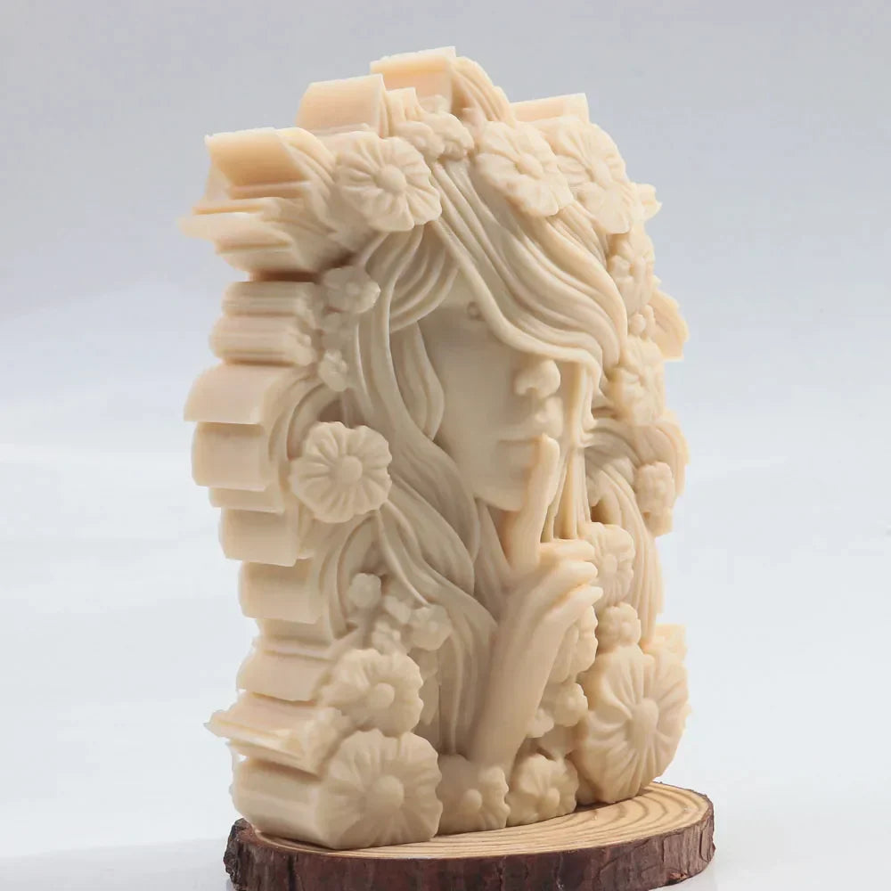 Floral Hair Silent Goddess Candle Silicone Mould
