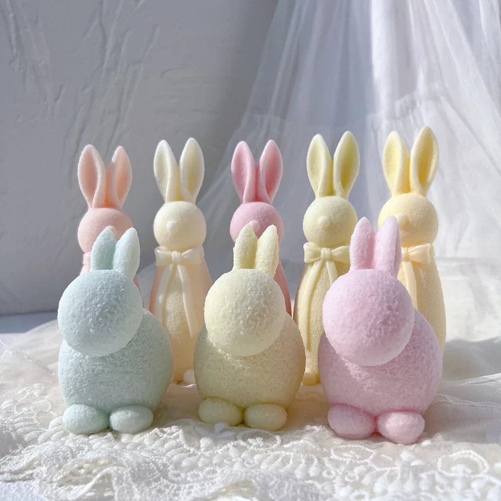 Flocked Rabbit Silicone Candle Moulds