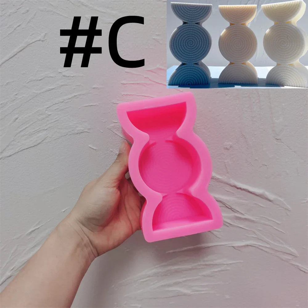 Fluted Swirl Twist Fancy Boho Rainbow Arch Candle Silicone Mould