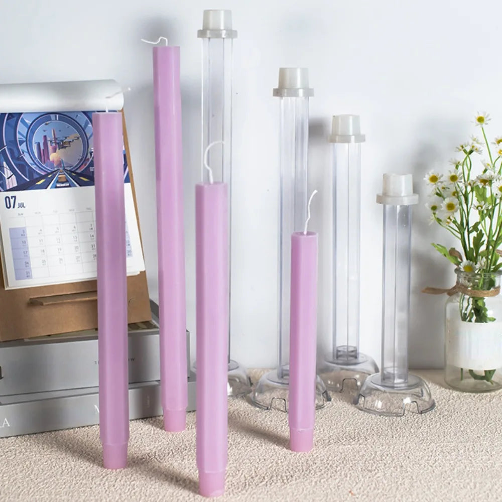 Hexagon Stripe Pole Acrylic Taper Candle Mould