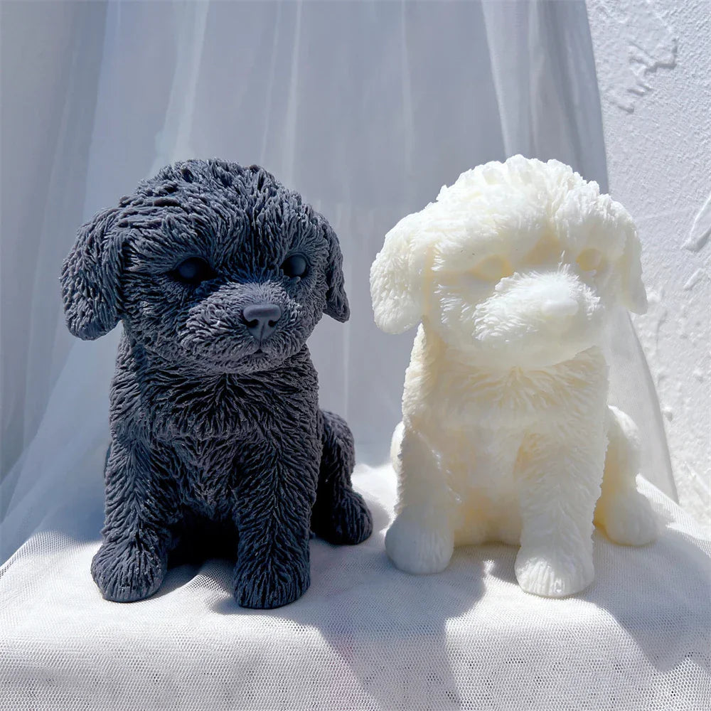 Cute Labradoodle Dog Silicone Candle Mould
