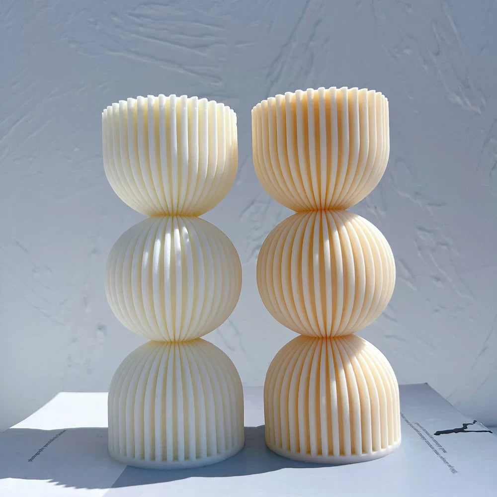 Twist Ribbed Pillar Candle Moulds - Geometric Design