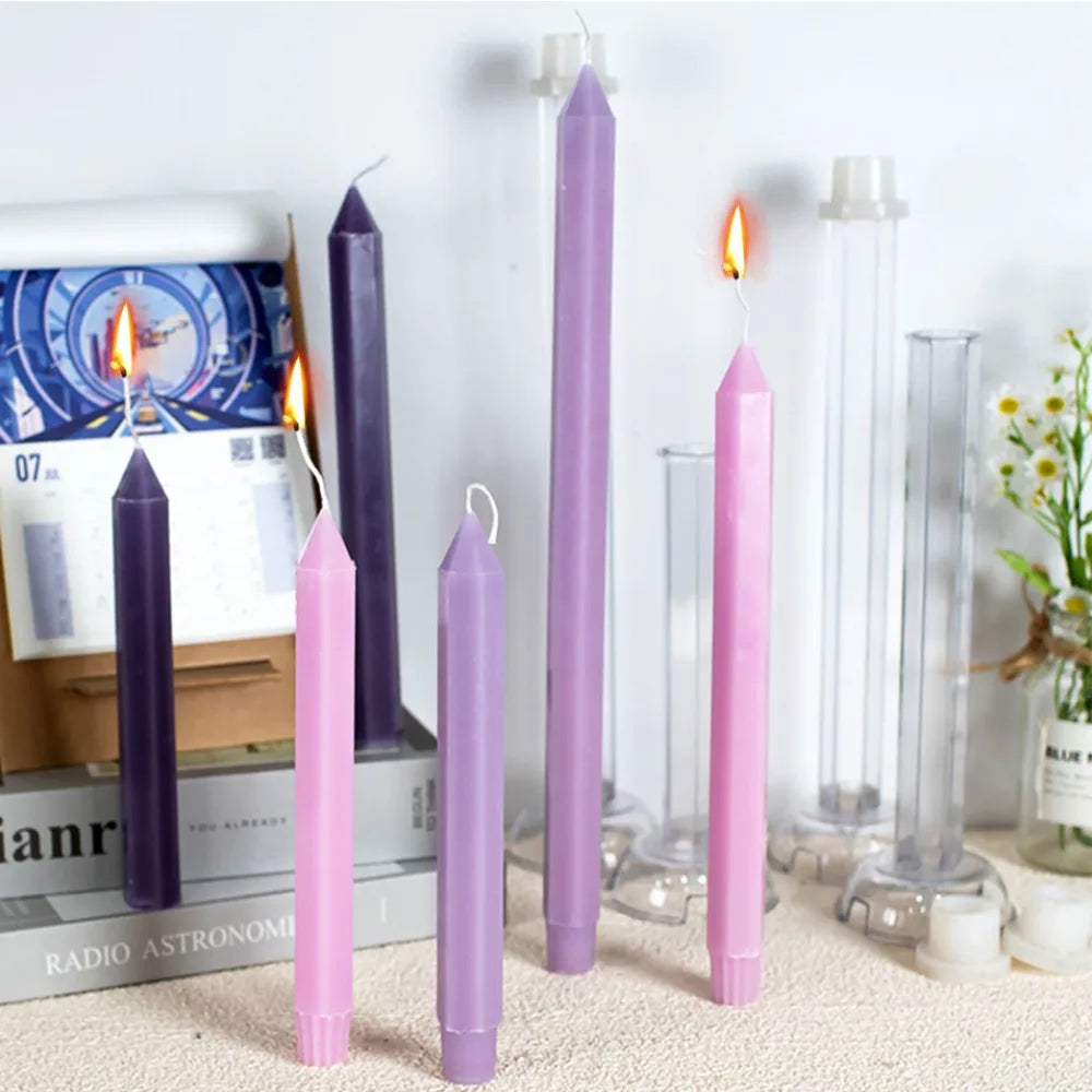 Hexagon Stripe Pole Acrylic Taper Candle Mould
