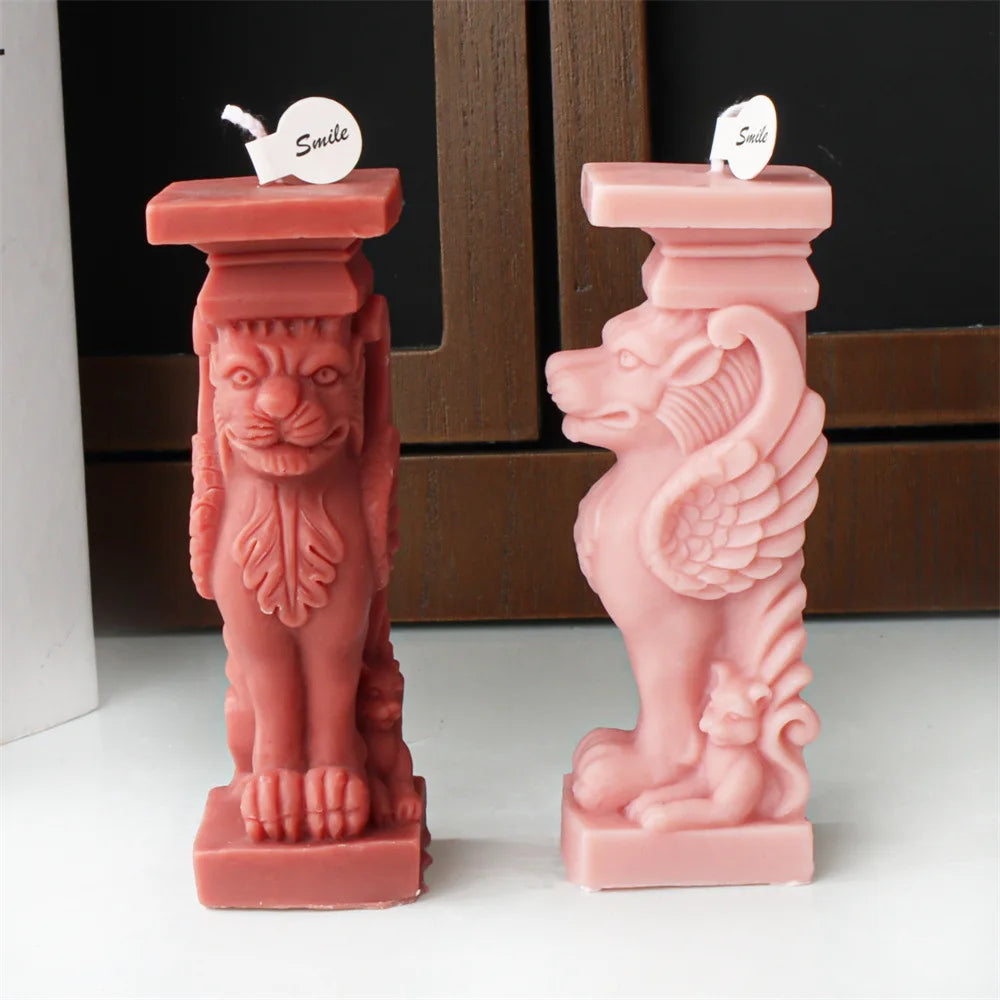 Horse Head Lion Roman Pillar Candle Mould