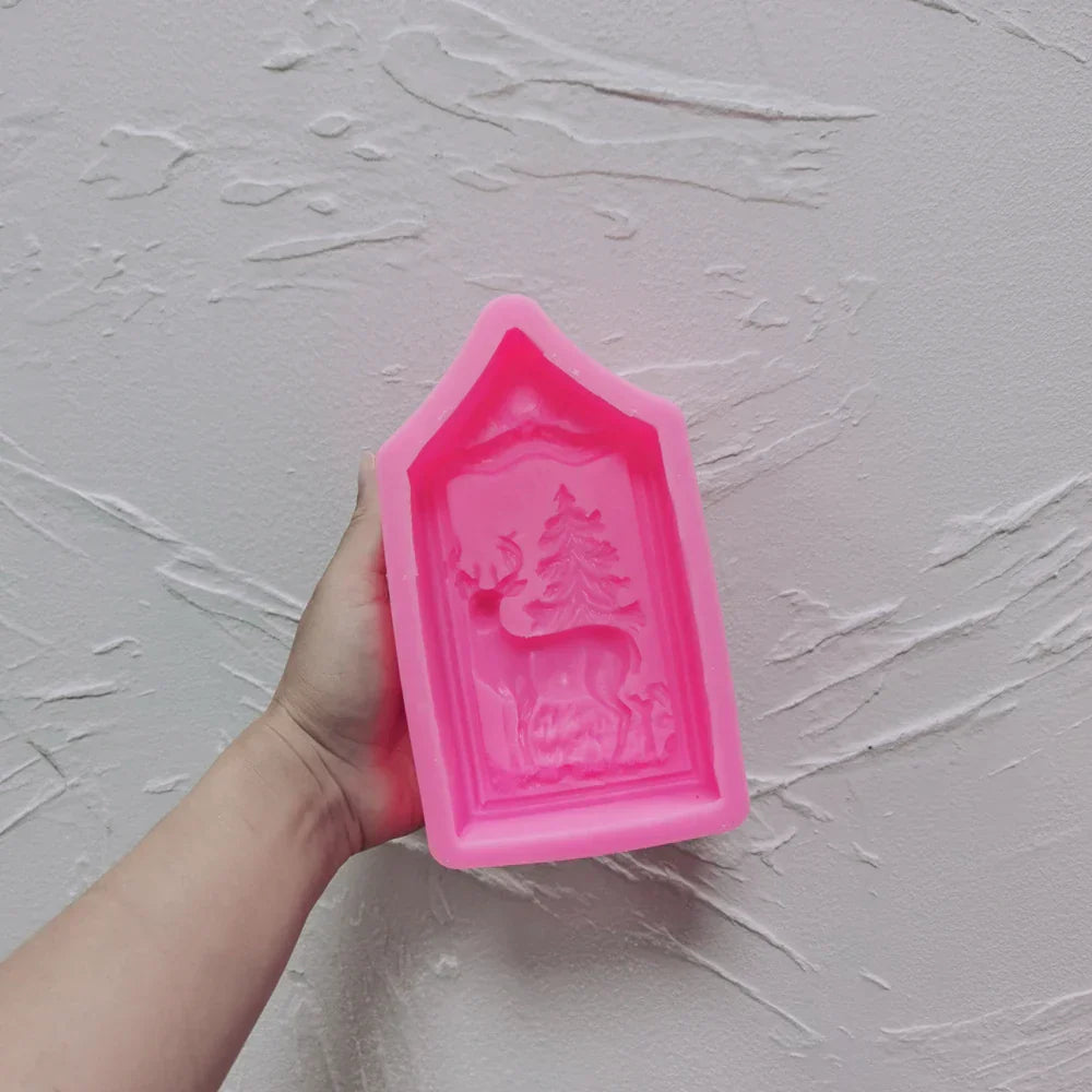 Reindeer Christmas Ornaments Silicone Candle Mould