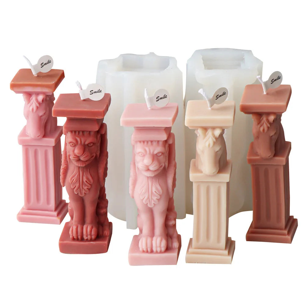 Horse Head Lion Roman Pillar Candle Mould