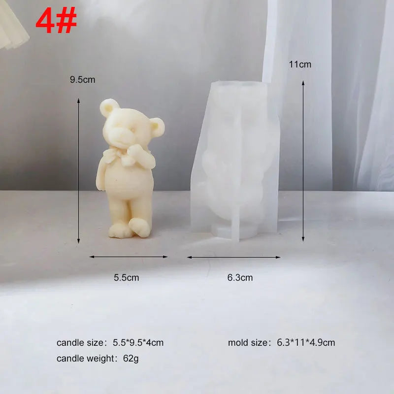 Bowtie Bear Family Candle Mould
