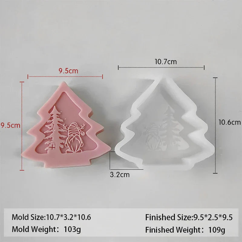 3D Christmas Tree Santa Elk Aromatherapy Silicone Candle Mould