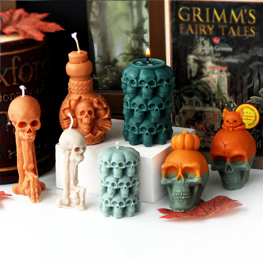 3D Skull Head Candle Moulds