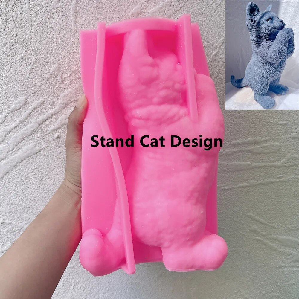 Standing Cat Candle Silicone Mould