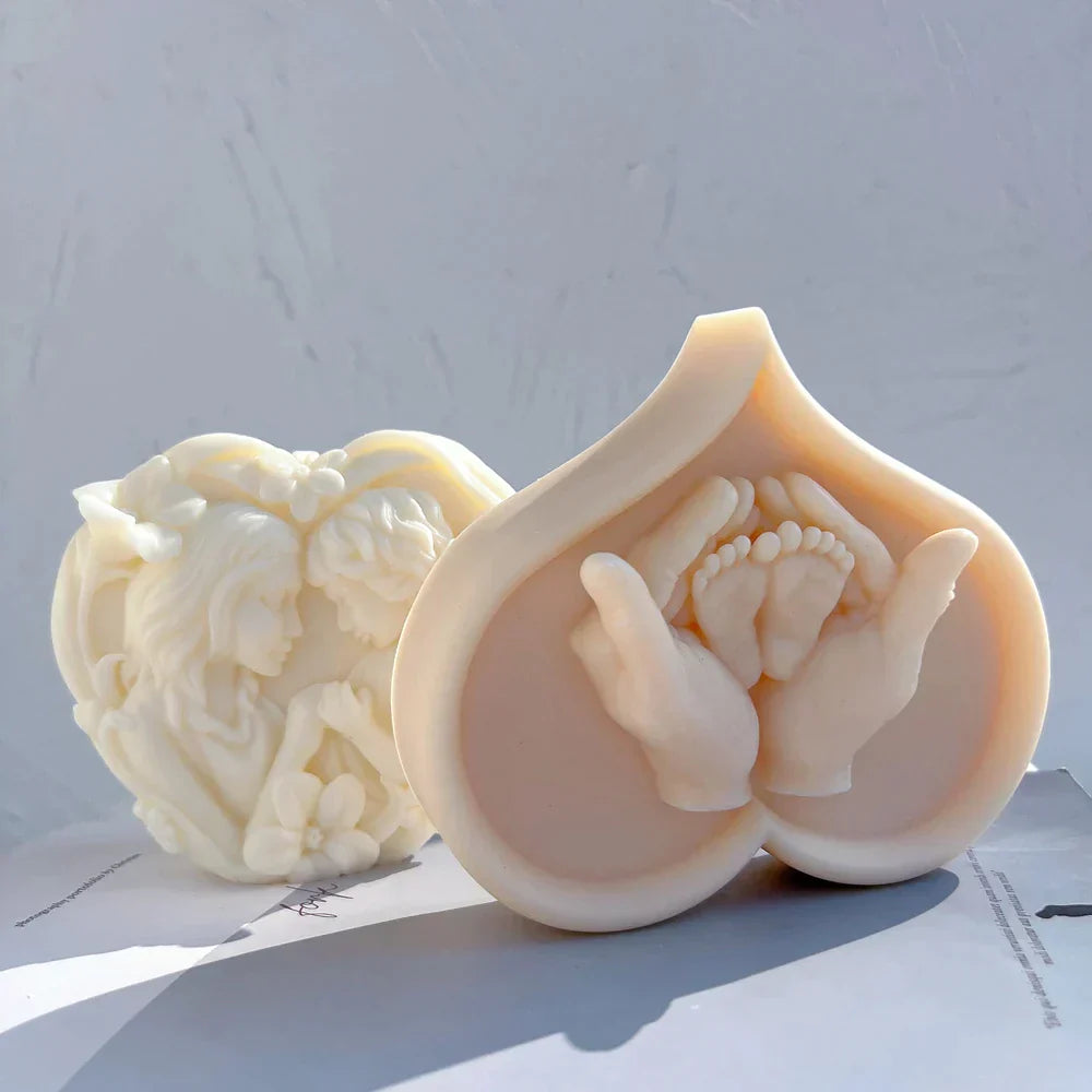 Cherished Baby Feet in Hands Candle Mould