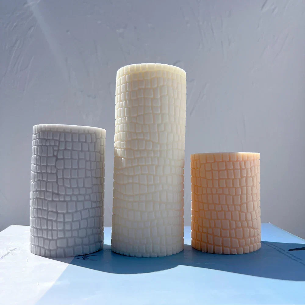 Paving Texture Pillar Candle Silicone Mould