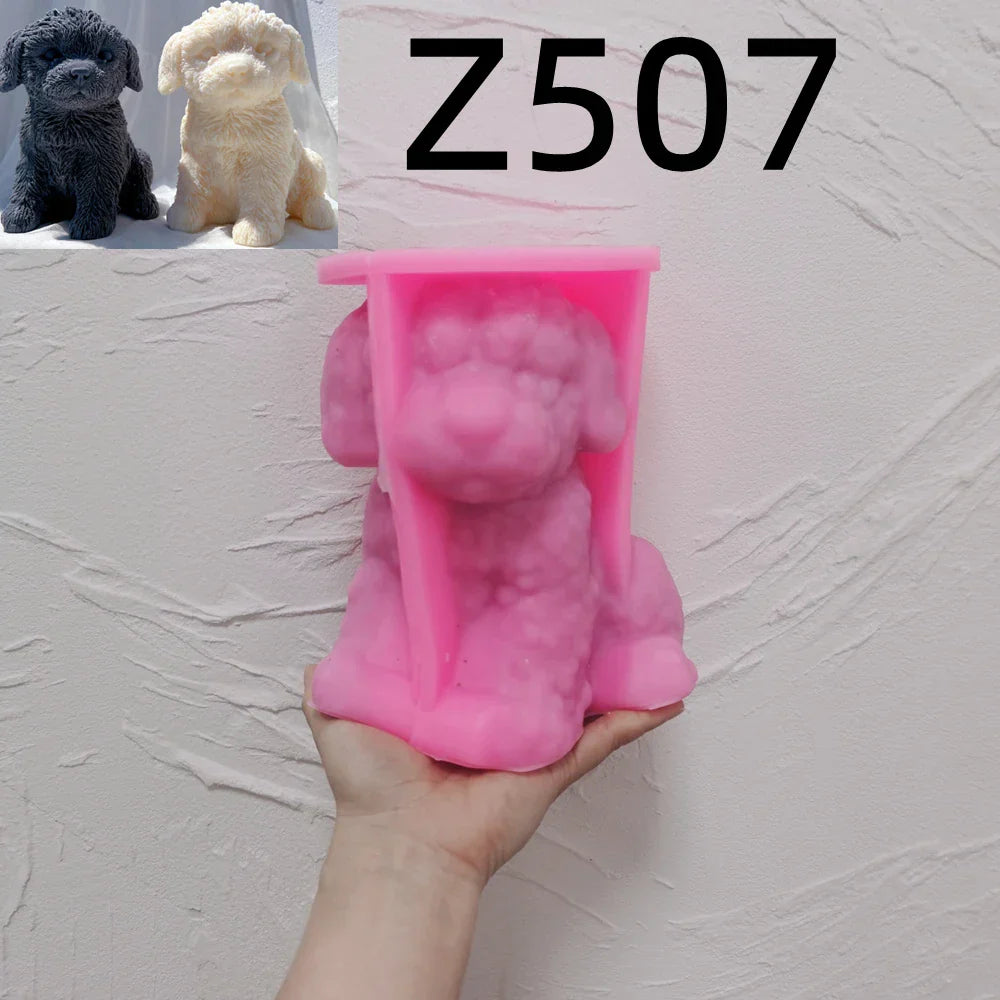 Cute Labradoodle Dog Silicone Candle Mould