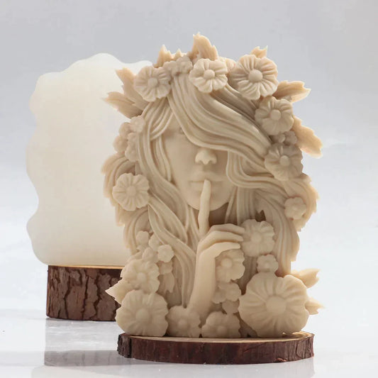 Floral Hair Silent Goddess Candle Silicone Mould