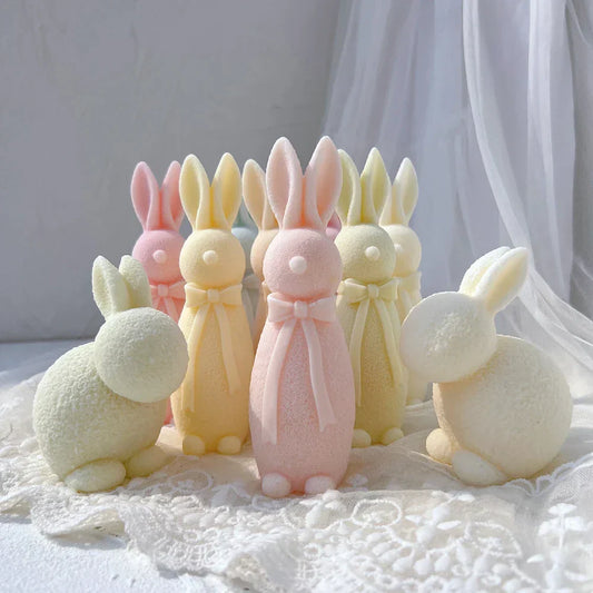 Flocked Rabbit Silicone Candle Moulds