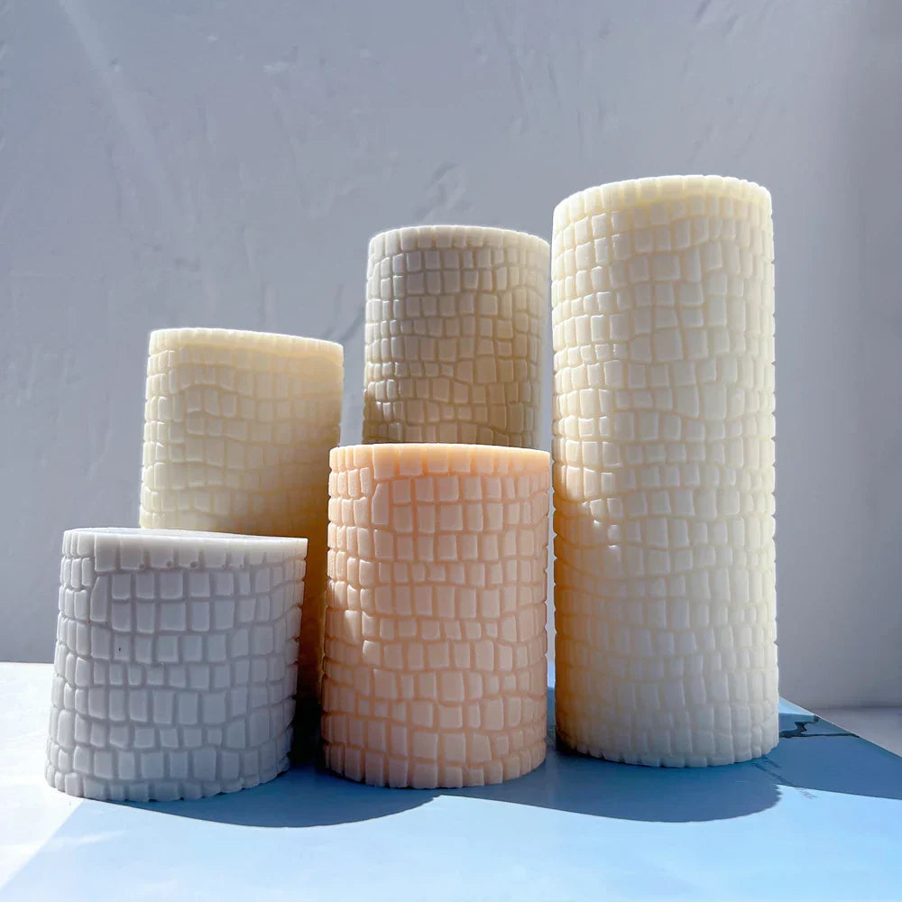 Paving Texture Pillar Candle Silicone Mould