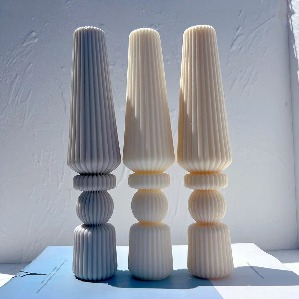 Geometric Abstract Decorative Striped Tall Candle Silicone Mould