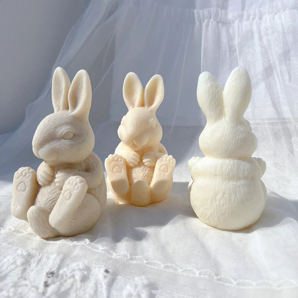 3D Sitting Bunny Silicone Candle Mould