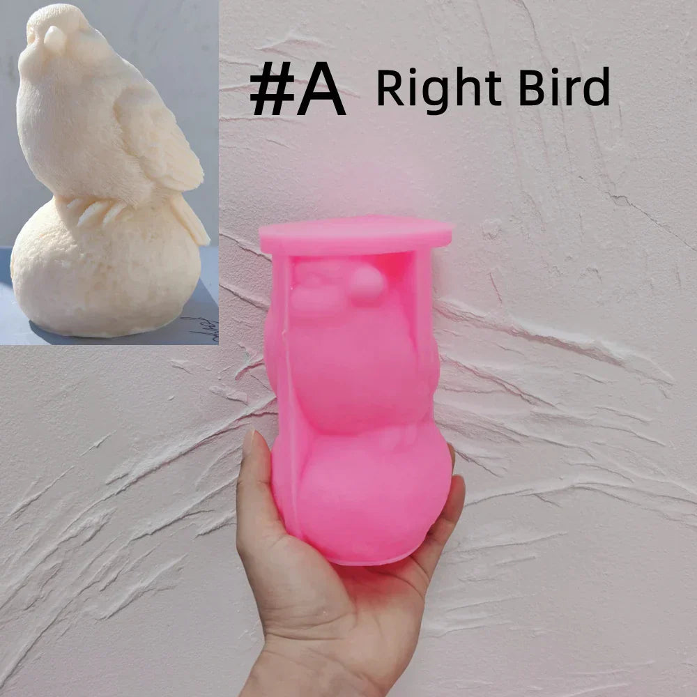 Sitting On Stone Bird Silicone Candle Mould