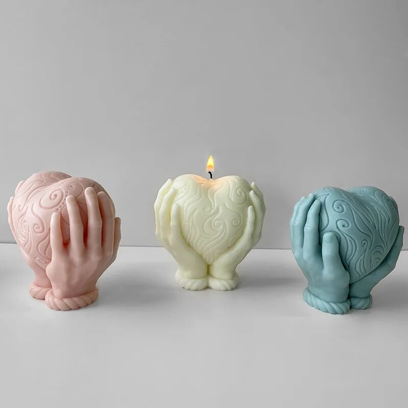 Holding Heart Love Candle Mould